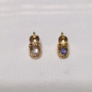 Gold Color Baby Booties Charm with Stone